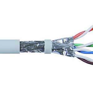 SFTP Cat6A Network Cable, grey, LSOH/LSZH, solid copper wire 23 AWG, 305m, solid